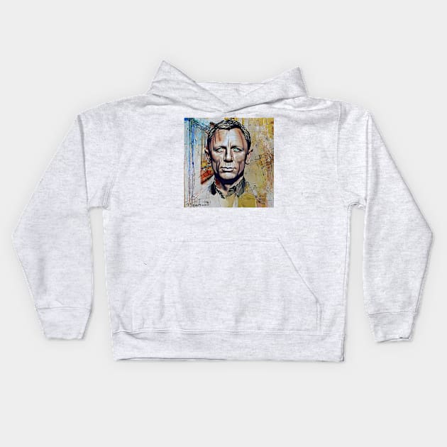 Portrait of Daniel Craig Kids Hoodie by bogfl